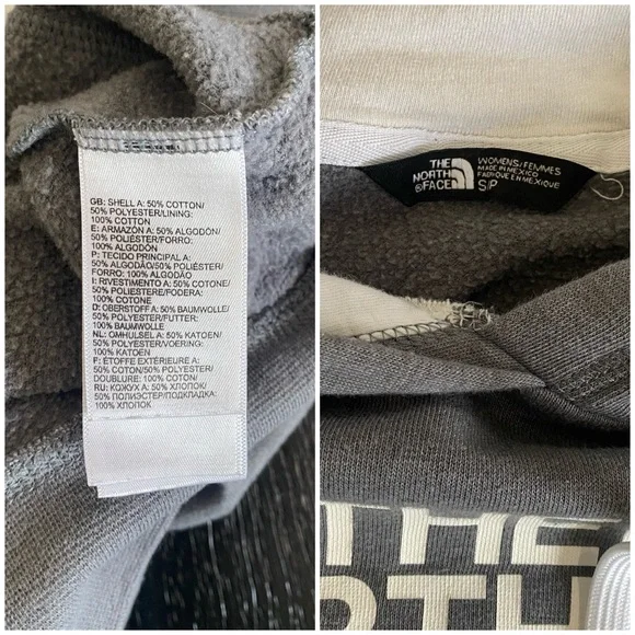 Women’s The North Face Gray Pullover Hoodie Long Sleeve White Graphic Logo Small - Picture 8 of 9